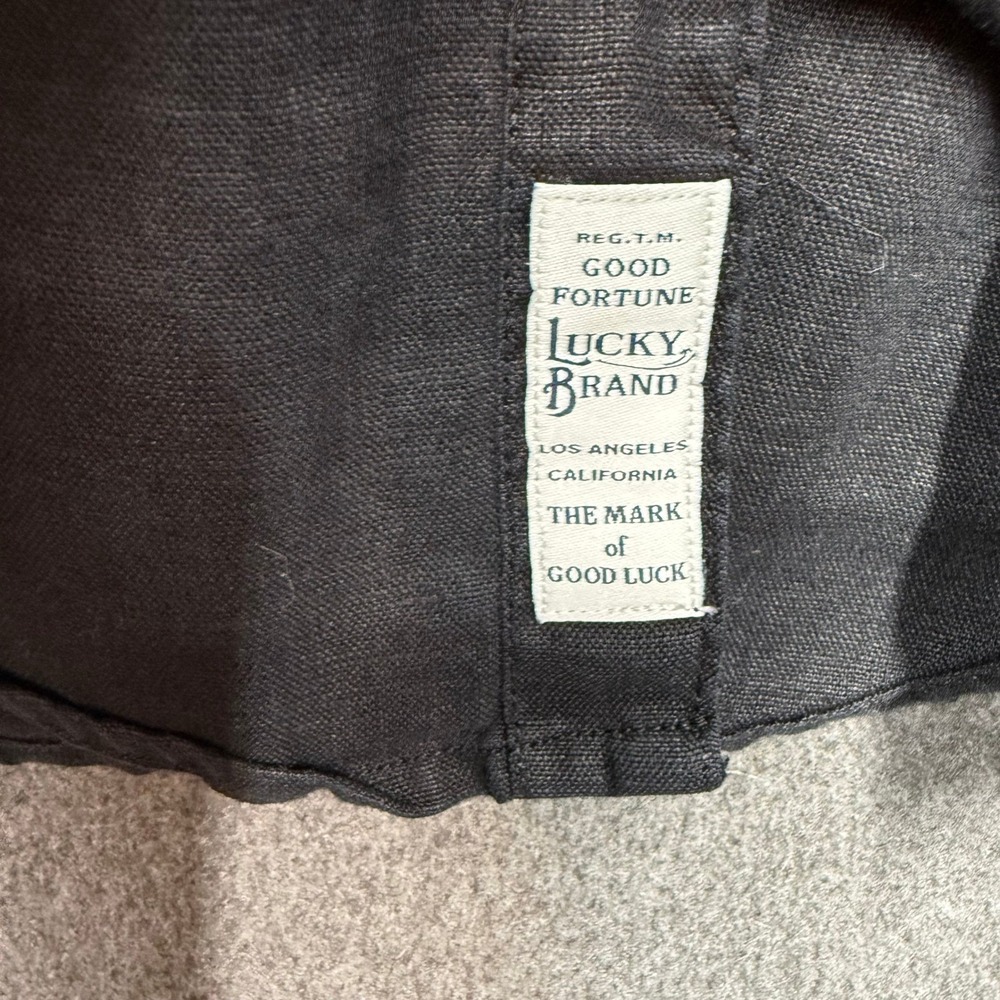 Y2K Inspired Lucky Brand 100% Linen Shirt Men's XL Charcoal Black Button Up - Picture 6 of 10